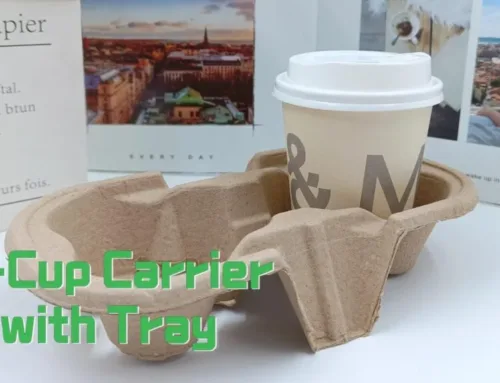 Eco-Friendly Duo: Introducing the 2-Cup Paper Pulp Holder.#leabonpack #paperpulpholder #2-cupholder
