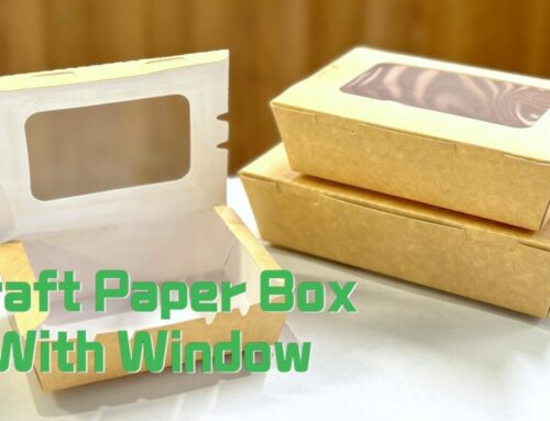 Kraft paper box with clear window and custom logo for your brand. #leabonpack #kraftbox #takeaway