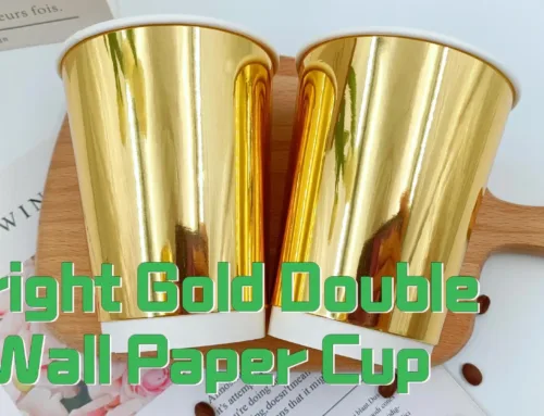 12oz Bright gold double wall paper cup with black pp lid. #leabonpack #papercups#goldcups