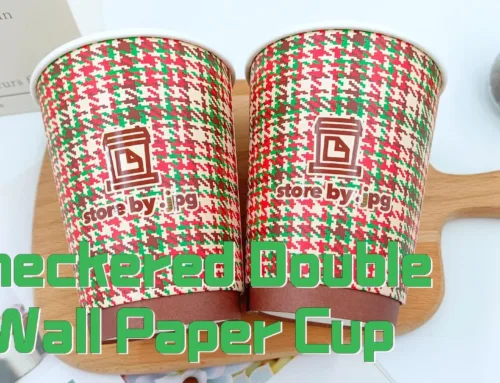 A delicate checkered style12oz DW UV printing paper cup.#leabonpack #papercups #uvprinting